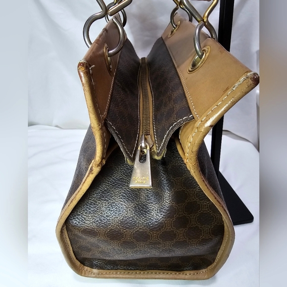 πHPπ Celine Paris Vintage Macadam Blason Leather Small Zipper Tote, RARE - Picture 3 of 9
